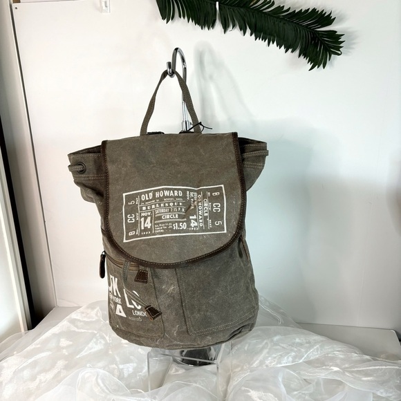 Myra Bag Large Old Howard Burlesque Upcycled Canvas Backpack S-0829 main image 7